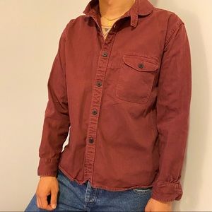 Red casual button down denim shirt